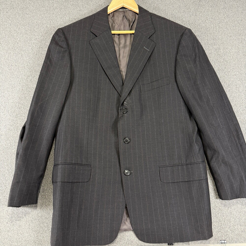 Made in Italy Mens Gray Pinstripe Sport Coat Single Breasted 3 Button Notch